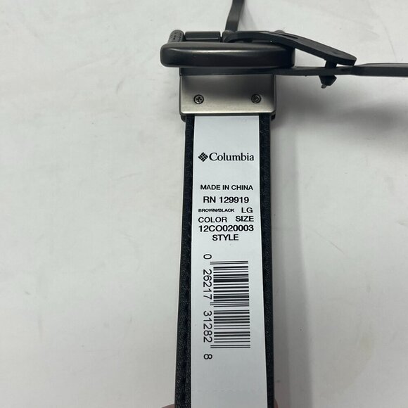 NWT Columbia brown leather belt boys silver hardware large 30-32 - Picture 3 of 7